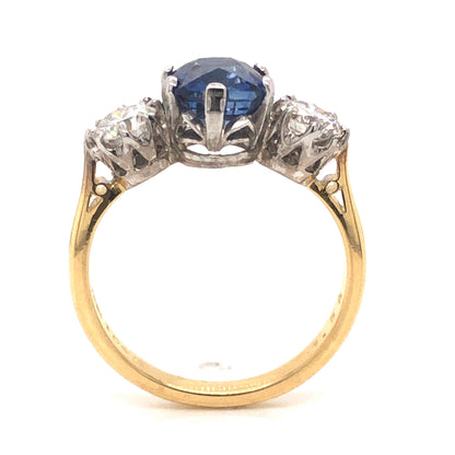 2.18 Sapphire & Diamond Engagement Ring in 18k & Platinum