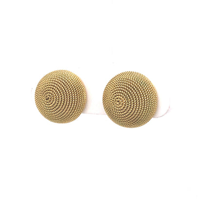 Mid-Century Roped Button Stud Earrings in 18k Yellow Gold