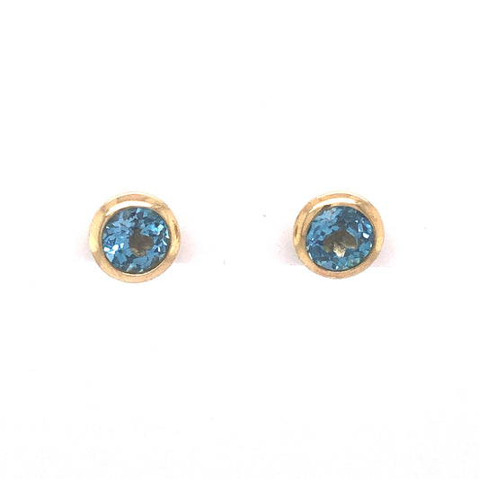 Bezel Set Topaz Earrings in 14k Yellow Gold