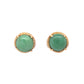 Mid-Century Round Jade Stud Earrings in 18k Yellow Gold