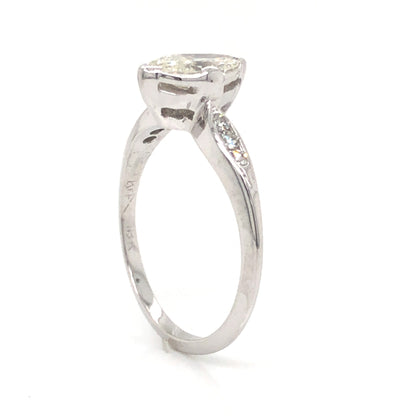 .75 Art Deco Marquise Diamond Engagement Ring in 18k White Gold