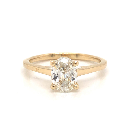 .92 Solitaire Oval Diamond Engagement Ring in 14k Yellow Gold