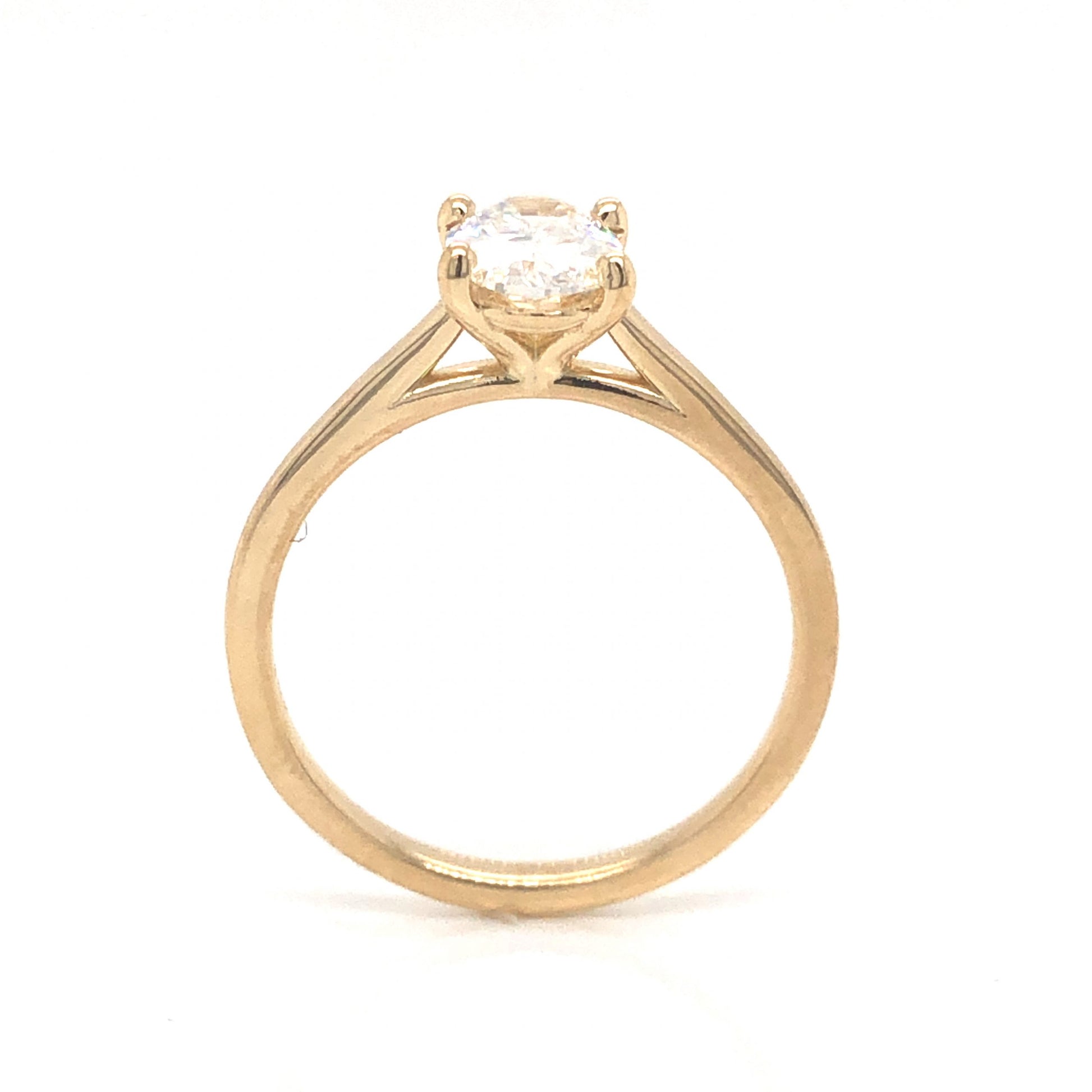 .92 Solitaire Oval Diamond Engagement Ring in 14k Yellow GoldComposition: Platinum Ring Size: 6.75 Total Diamond Weight: .92ct Total Gram Weight: 2.4 g Inscription: 14k
      