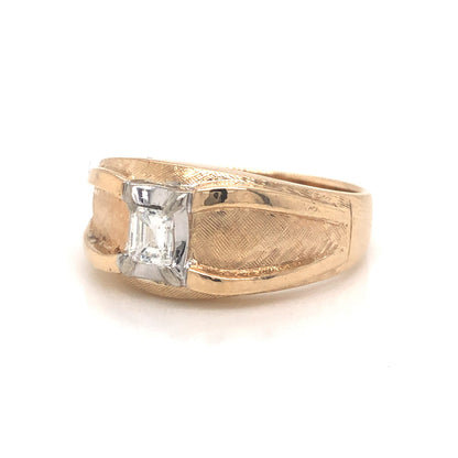 .24 Mid-Century Emerald Cut Diamond Ring in 14k Yellow Golda