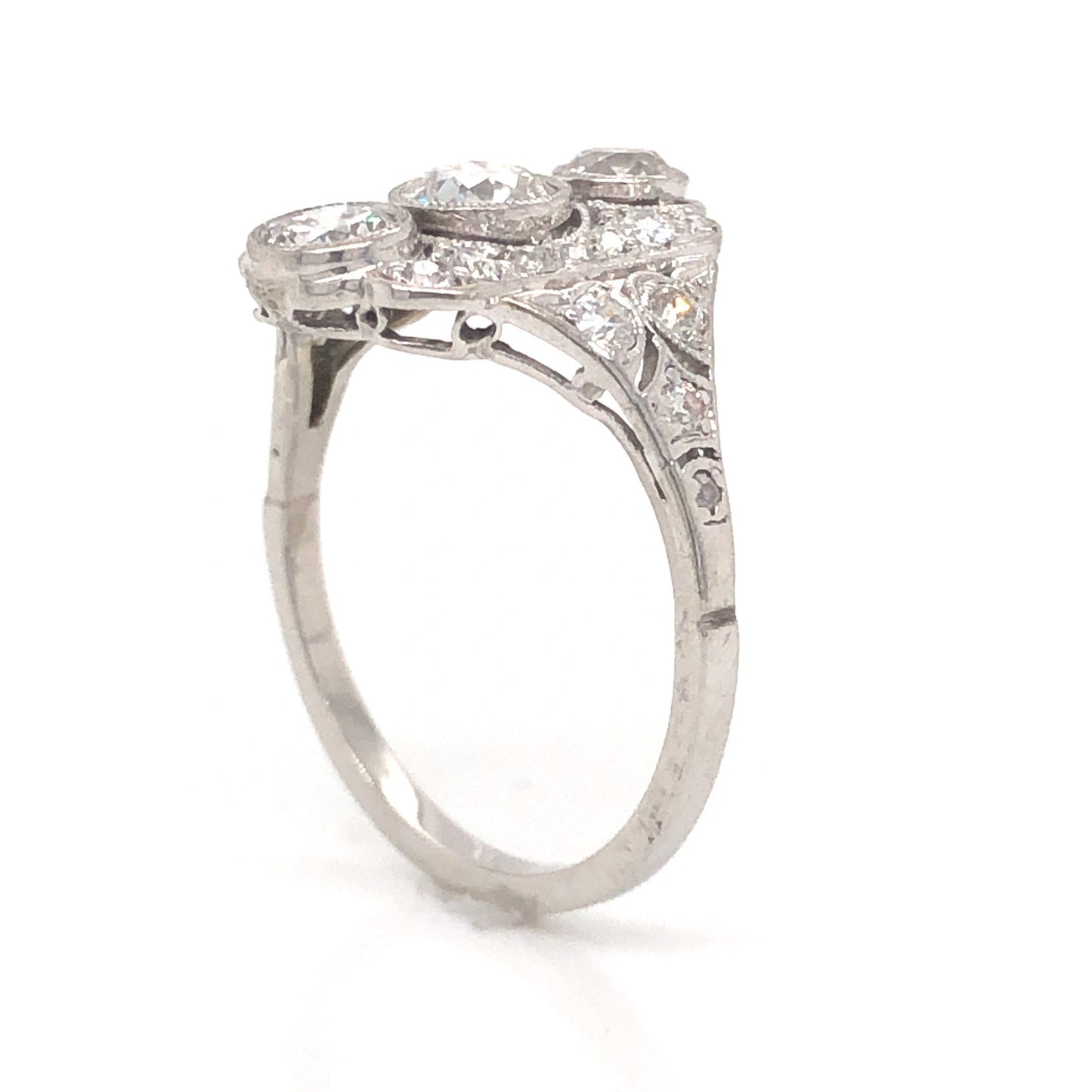 1.34 Art Deco Diamond Cocktail Ring in Platinum