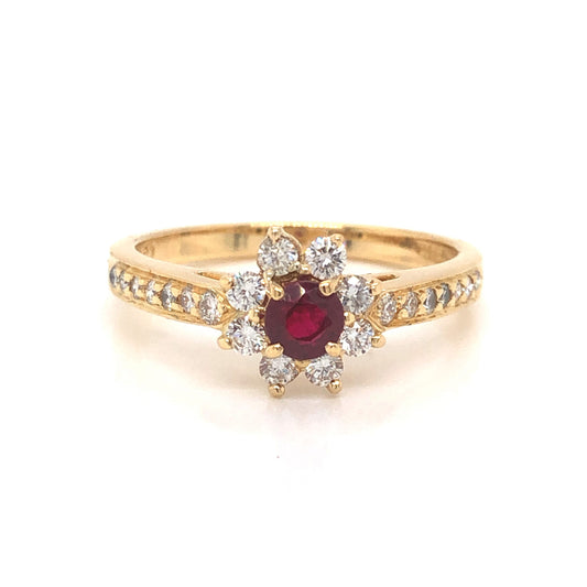 Tiffany and Co. Ruby & Diamond Engagement Ring in 18k Yellow Gold