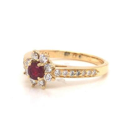 Tiffany and Co. Ruby & Diamond Engagement Ring in 18k Yellow Gold