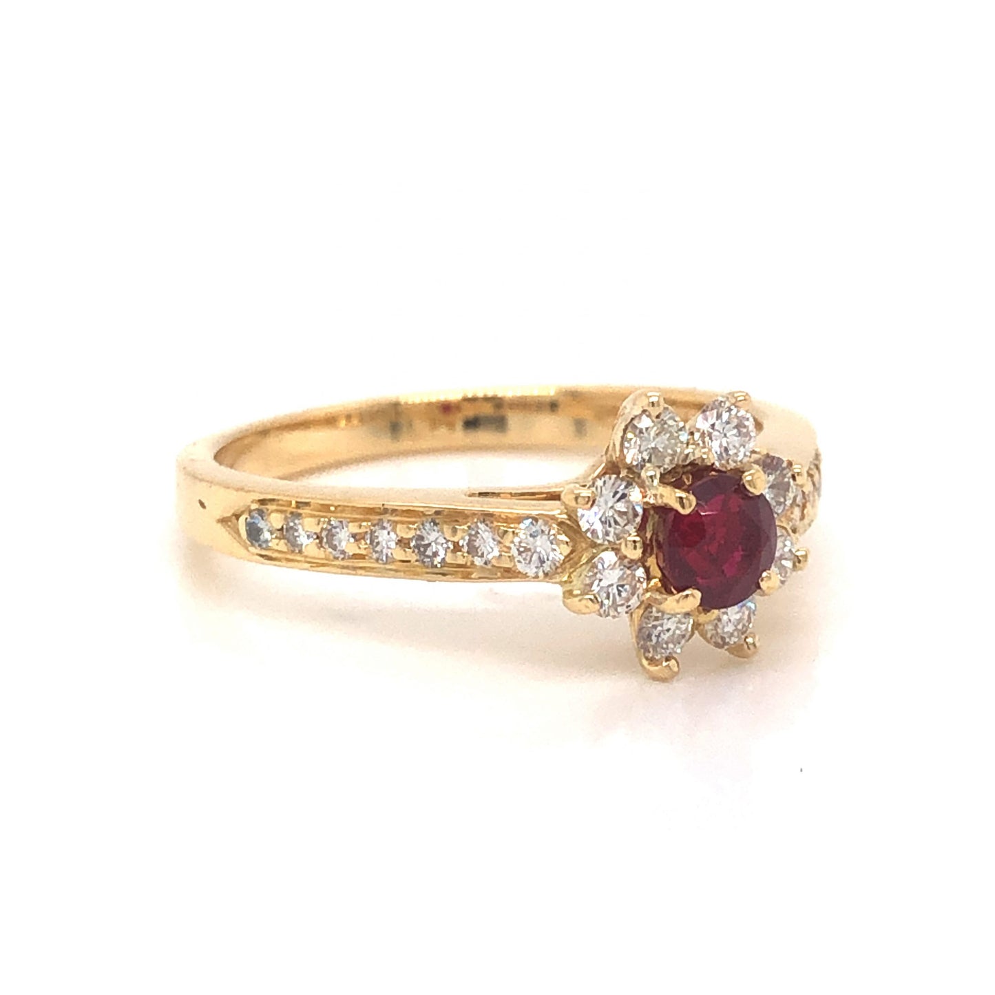 Tiffany and Co. Ruby & Diamond Engagement Ring in 18k Yellow Gold