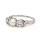 Art Deco Natural Pearl & Diamond Ring in Platinum
