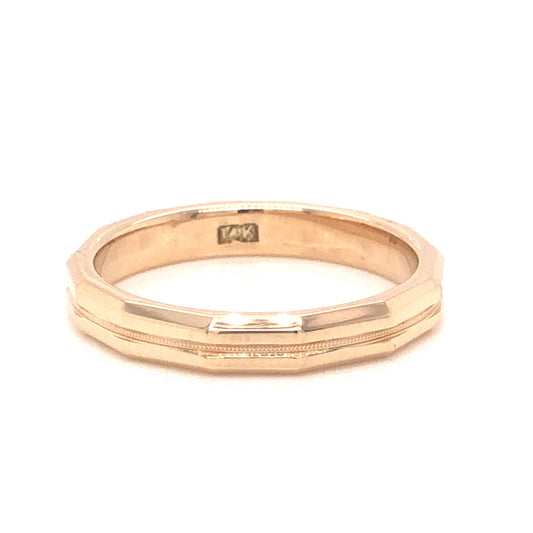 Mid-Century Geometric Wedding Band in 14k Yellow Gold