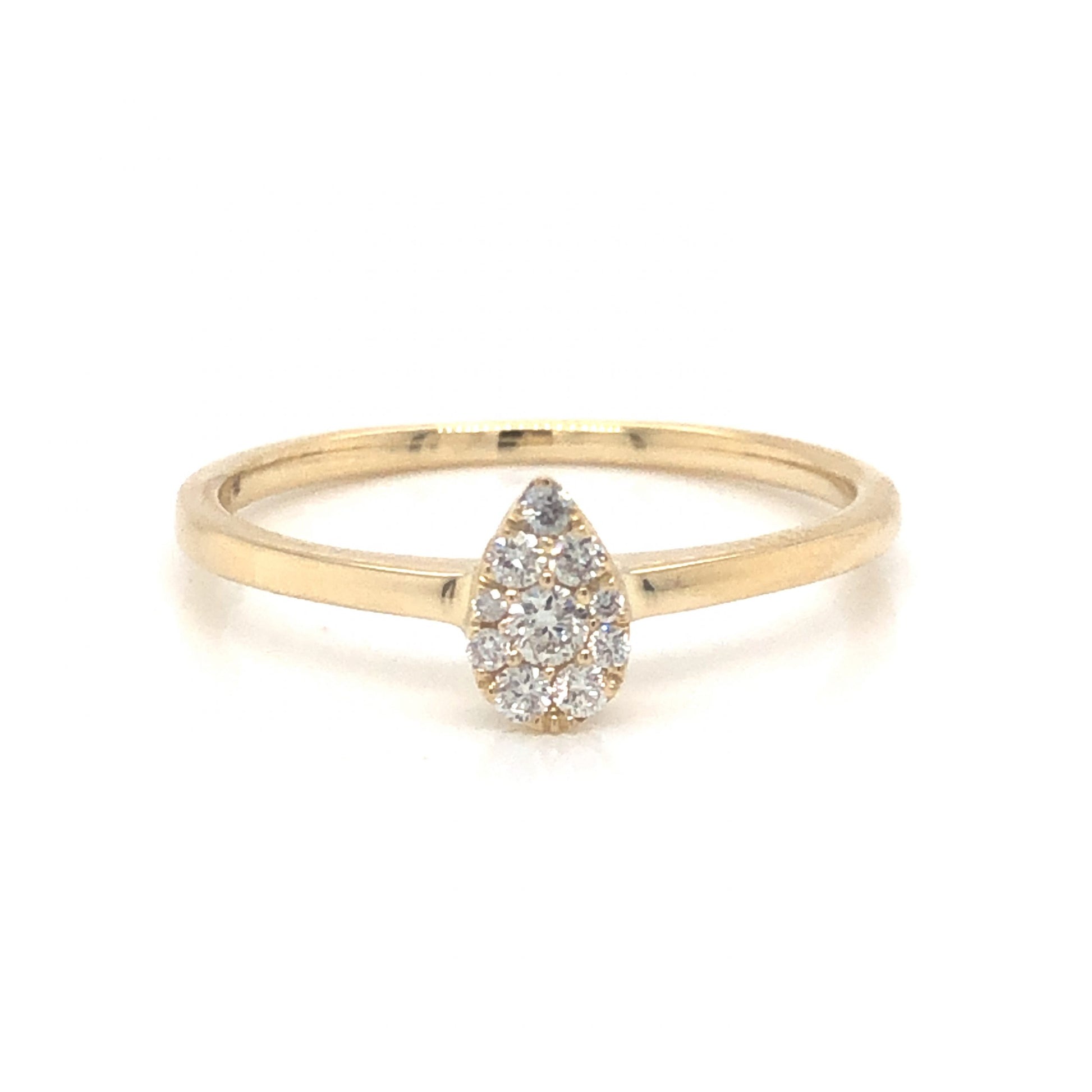 .11 Pave Pear Diamond Stacking Ring in 14k Yellow Gold