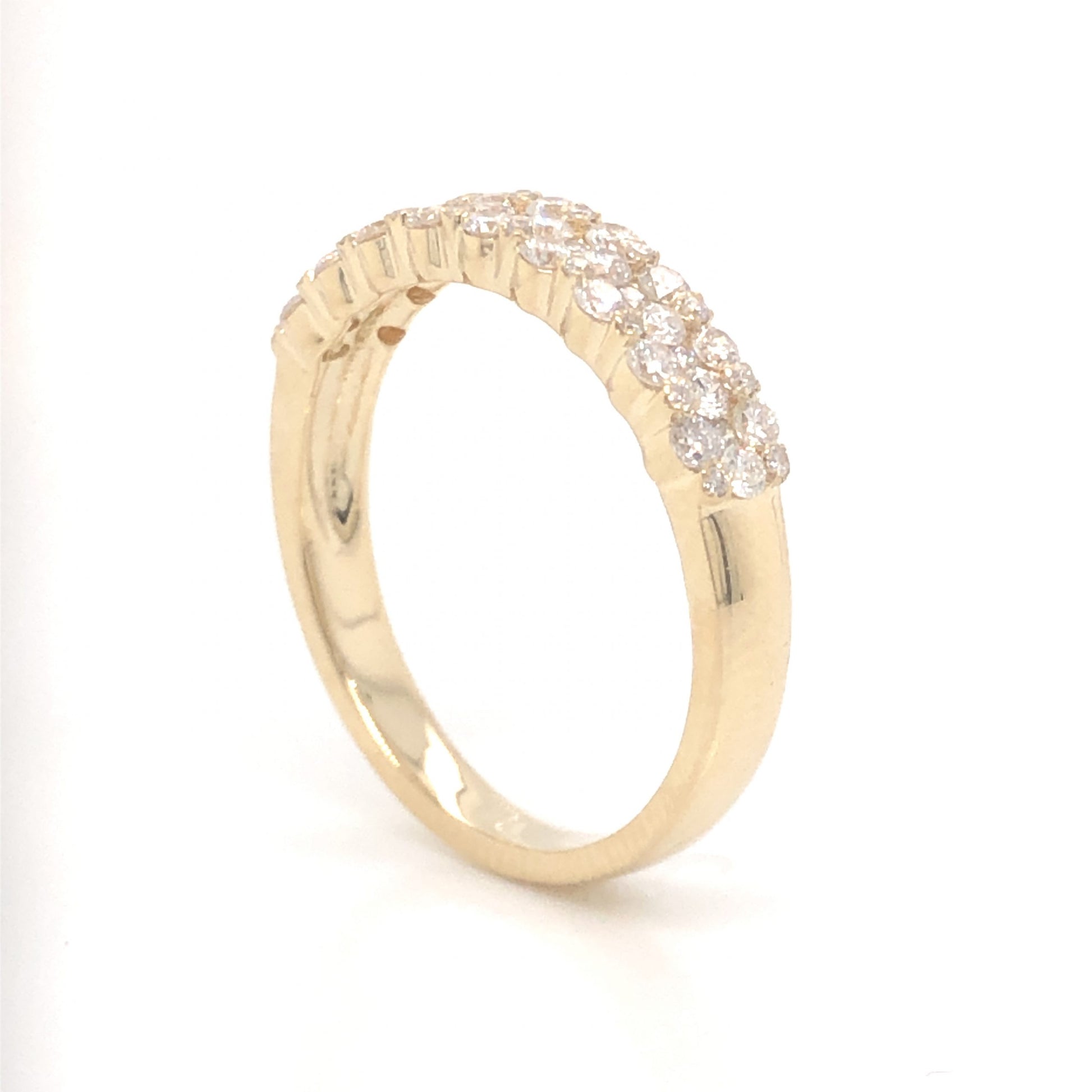 .60 Pave Diamond Wedding Band in 14k Yellow GoldComposition: 14 Karat Yellow GoldRing Size: 6.5Total Diamond Weight: .60 ctTotal Gram Weight: 2.8 gInscription: 14k 