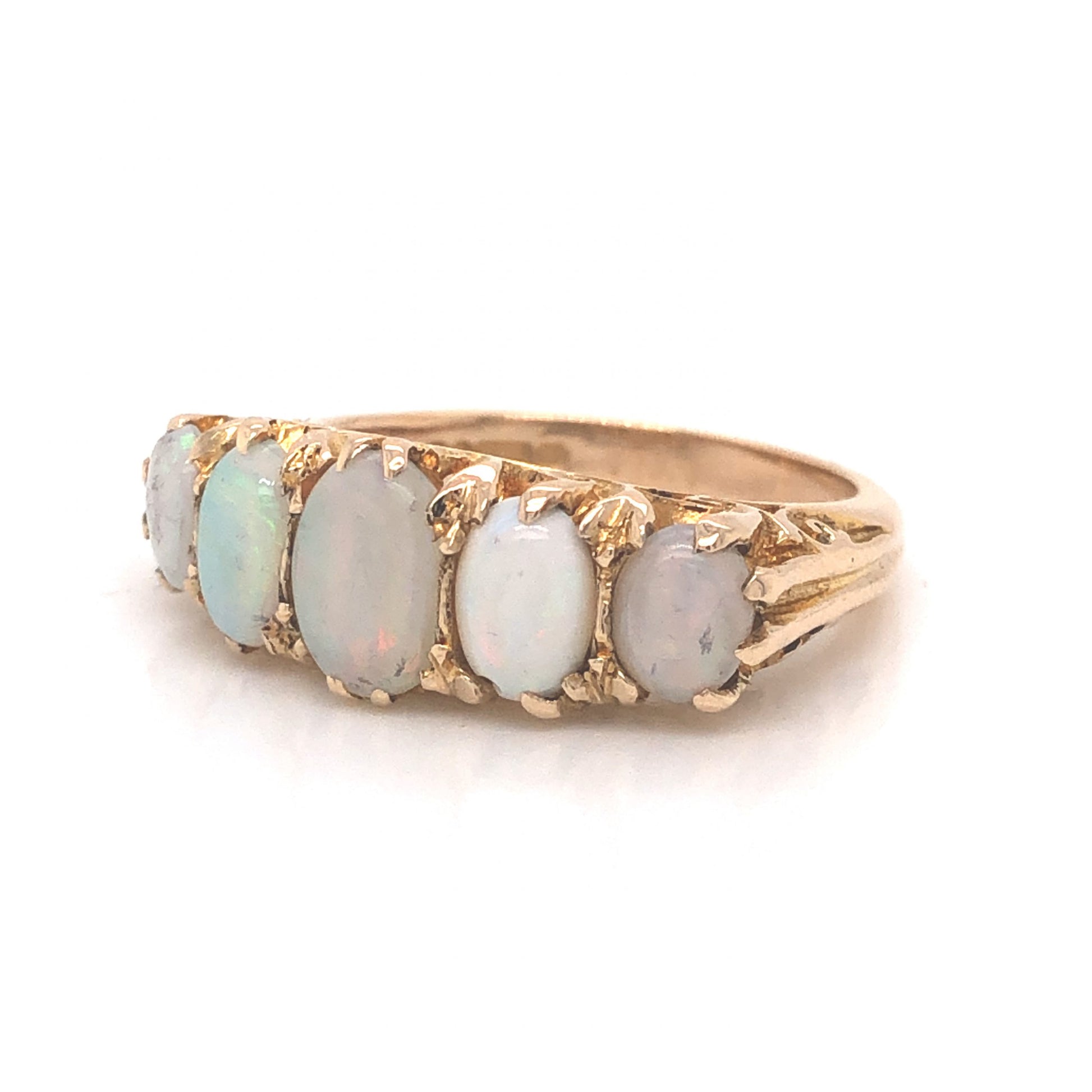 Ornate Victorian Opal Cocktail Ring in 14k Yellow GoldComposition: 14 Karat Yellow Gold Ring Size: 5.75 Total Gram Weight: 5.0 g Inscription: DHJ 14 585
      