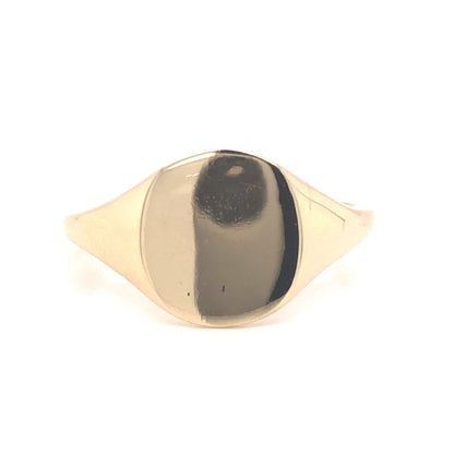 Modern Oval Signet Ring in 14k Yellow Gold