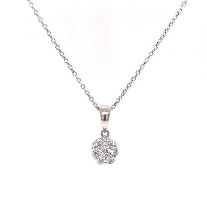 .34 Round Brilliant Diamond Pendant Necklace in 14k White Gold