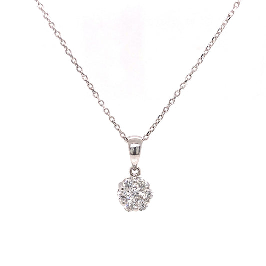 .34 Round Brilliant Diamond Pendant Necklace in 14k White Gold