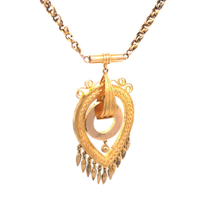 Victorian Ornate Pendant Necklace in 14k Yellow Gold