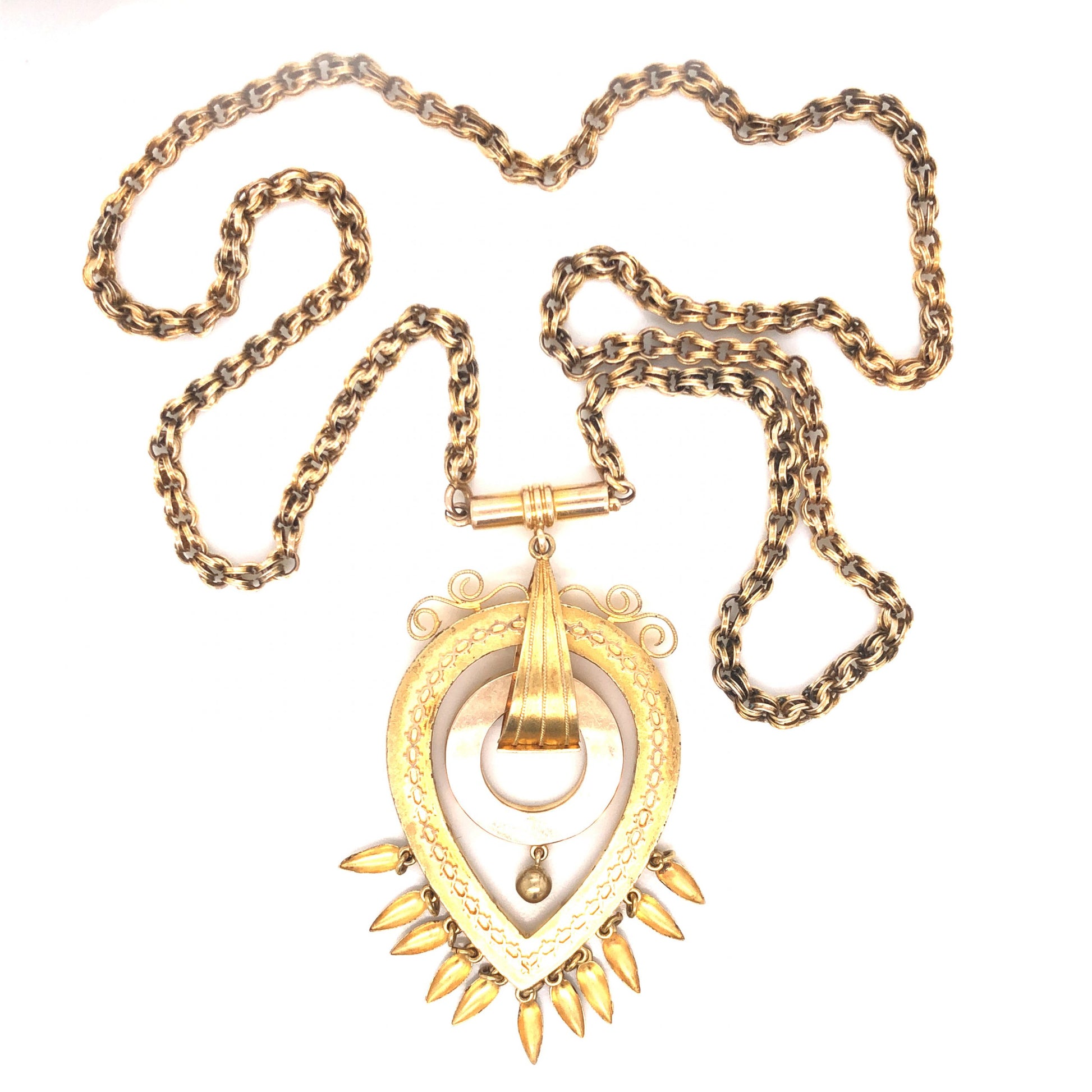 Victorian Ornate Pendant Necklace in 14k Yellow GoldComposition: 14 Karat Yellow GoldTotal Gram Weight: 18.7 g