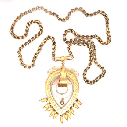 Victorian Ornate Pendant Necklace in 14k Yellow Gold
