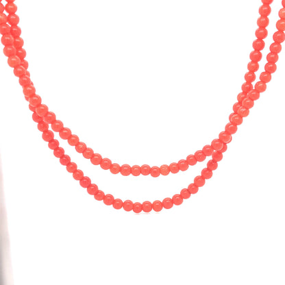 37 Inch Beaded Coral Necklace