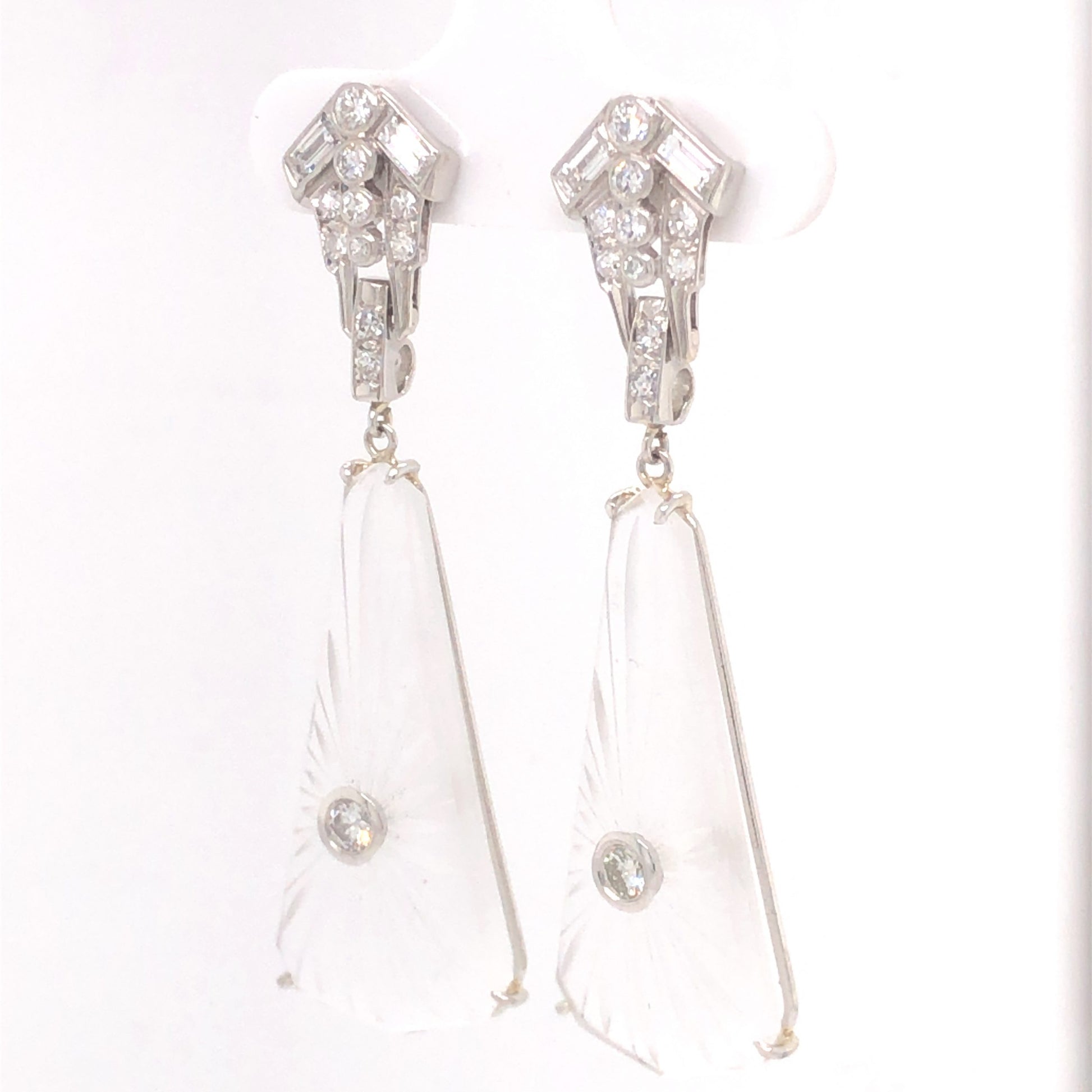 .30 Deco Diamond & Quartz Drop Earrings in PlatinumComposition: Platinum Total Diamond Weight: 1.04ct Total Gram Weight: 9.8 g