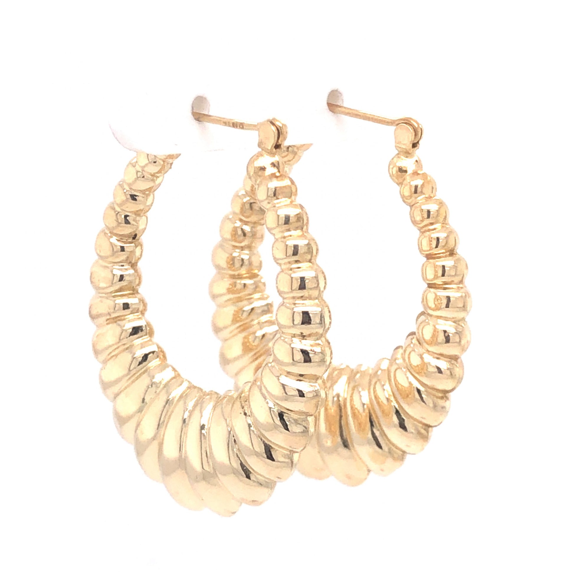 Versil 14K Yellow Gold Scalloped Hoop Earrings