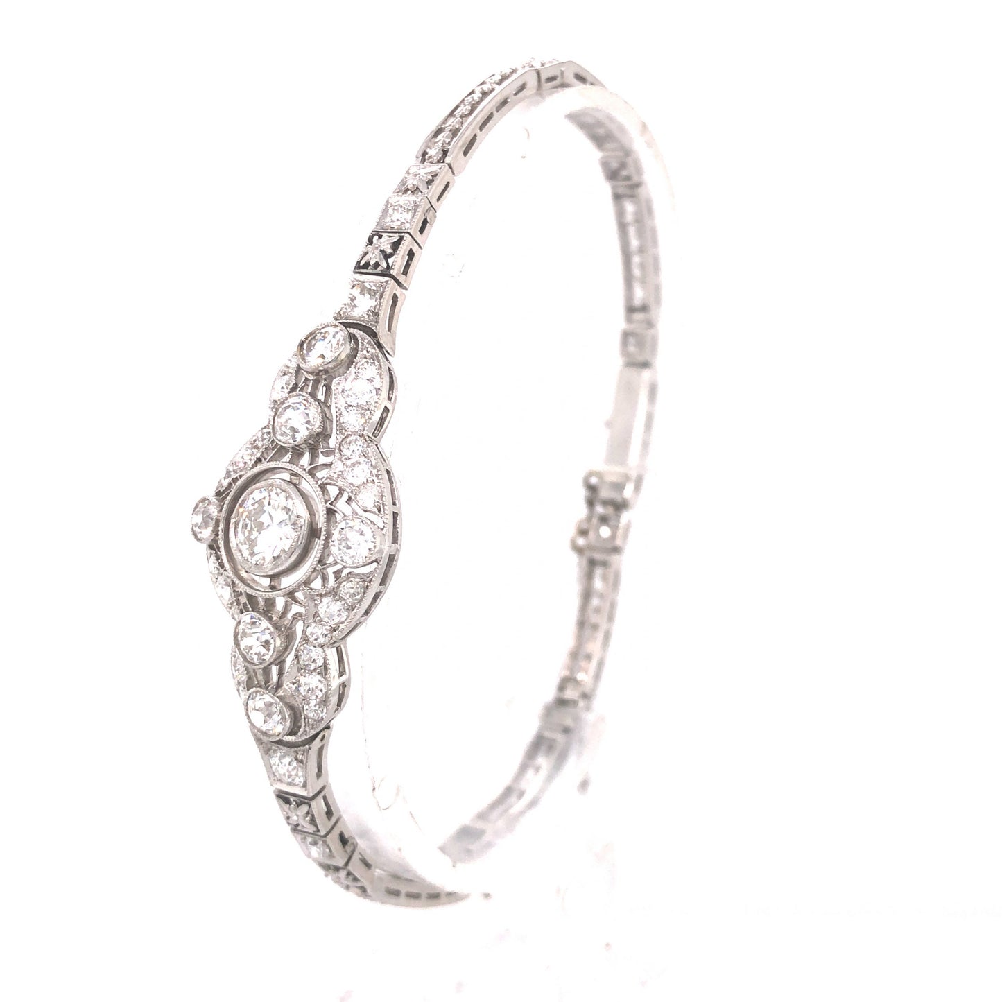 2.48 Art Deco Diamond Bracelet in Platinum and 14k