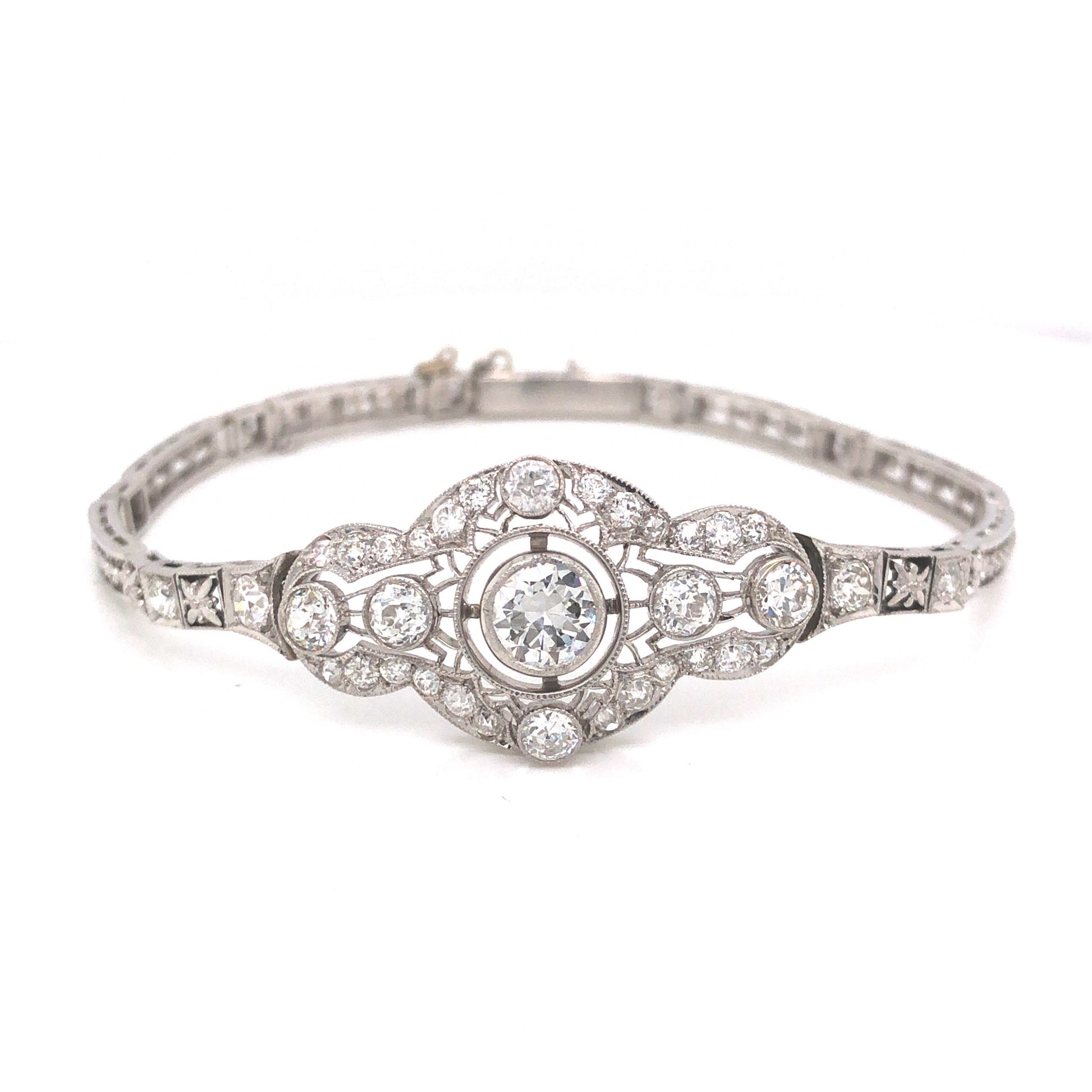 2.48 Art Deco Diamond Bracelet in Platinum and 14k