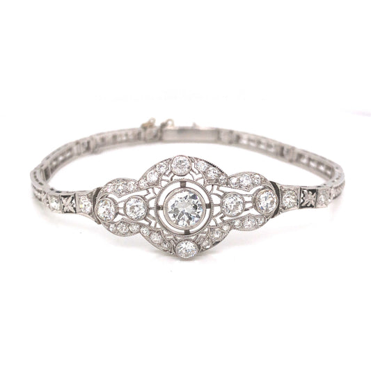 2.48 Art Deco Diamond Bracelet in Platinum and 14k