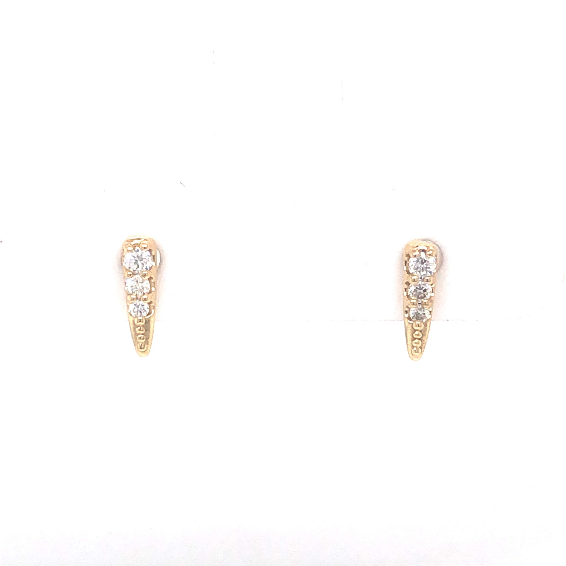 .07 Tapered Diamond Stud Earrings in 14K Yellow Gold