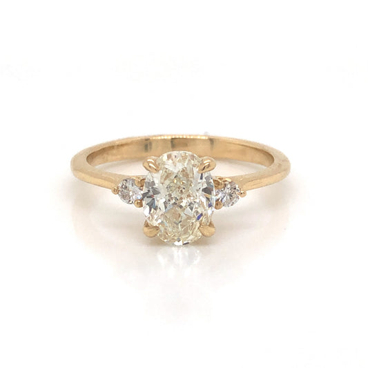 1.51 GIA Oval Cut Diamond Engagement Ring in 14k Yellow Gold