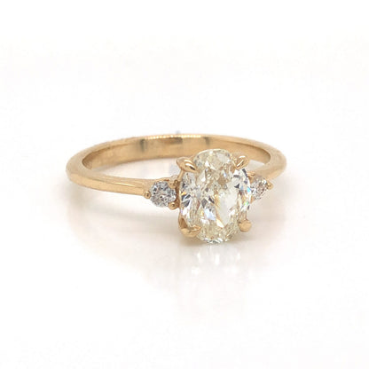 1.51 GIA Oval Cut Diamond Engagement Ring in 14k Yellow Gold