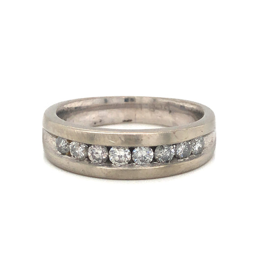 .36 Channel Set Diamond Wedding Band in 14k White Gold