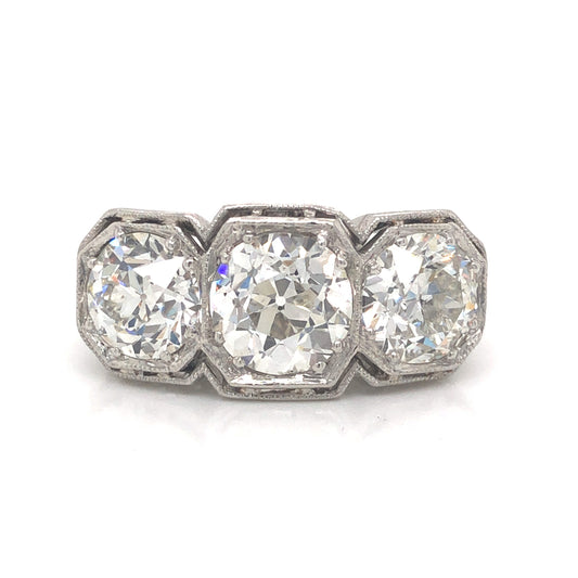 4.55 Old European Cut Diamond Cocktail Ring in Platinum