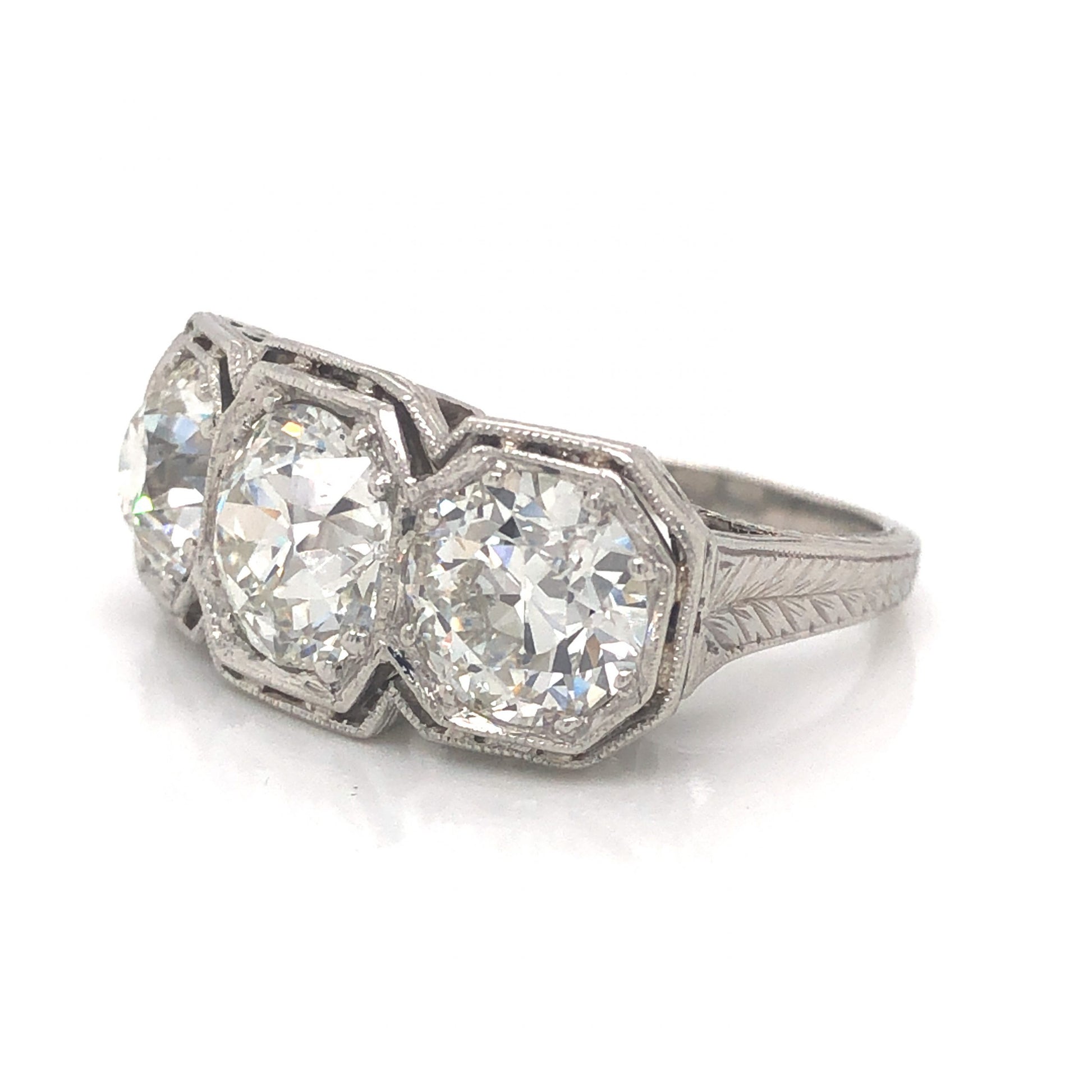 4.55 Old European Cut Diamond Cocktail Ring in PlatinumComposition: PlatinumRing Size: 6Total Diamond Weight: 4.55 ctTotal Gram Weight: 8.0 g