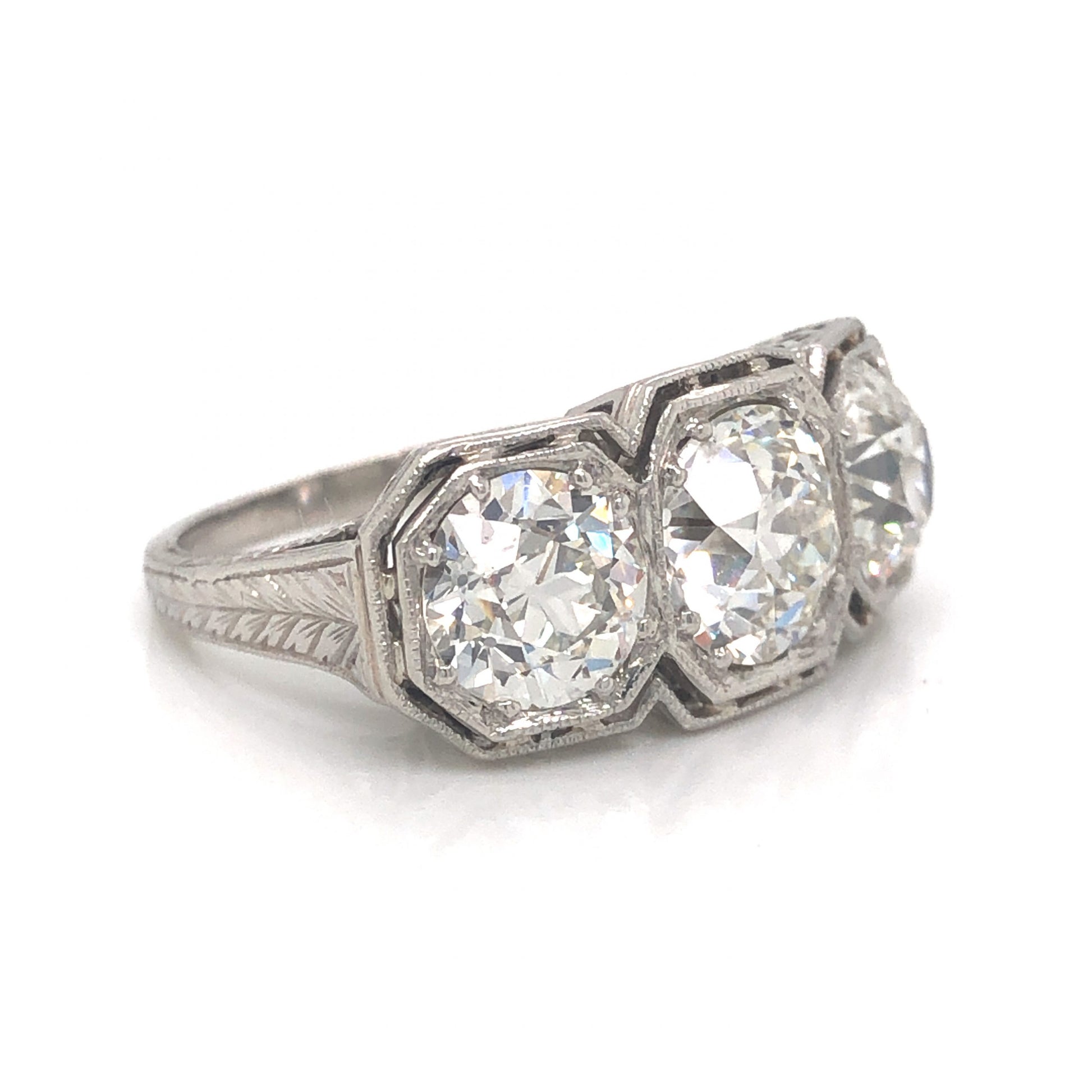 4.55 Old European Cut Diamond Cocktail Ring in PlatinumComposition: PlatinumRing Size: 6Total Diamond Weight: 4.55 ctTotal Gram Weight: 8.0 g
