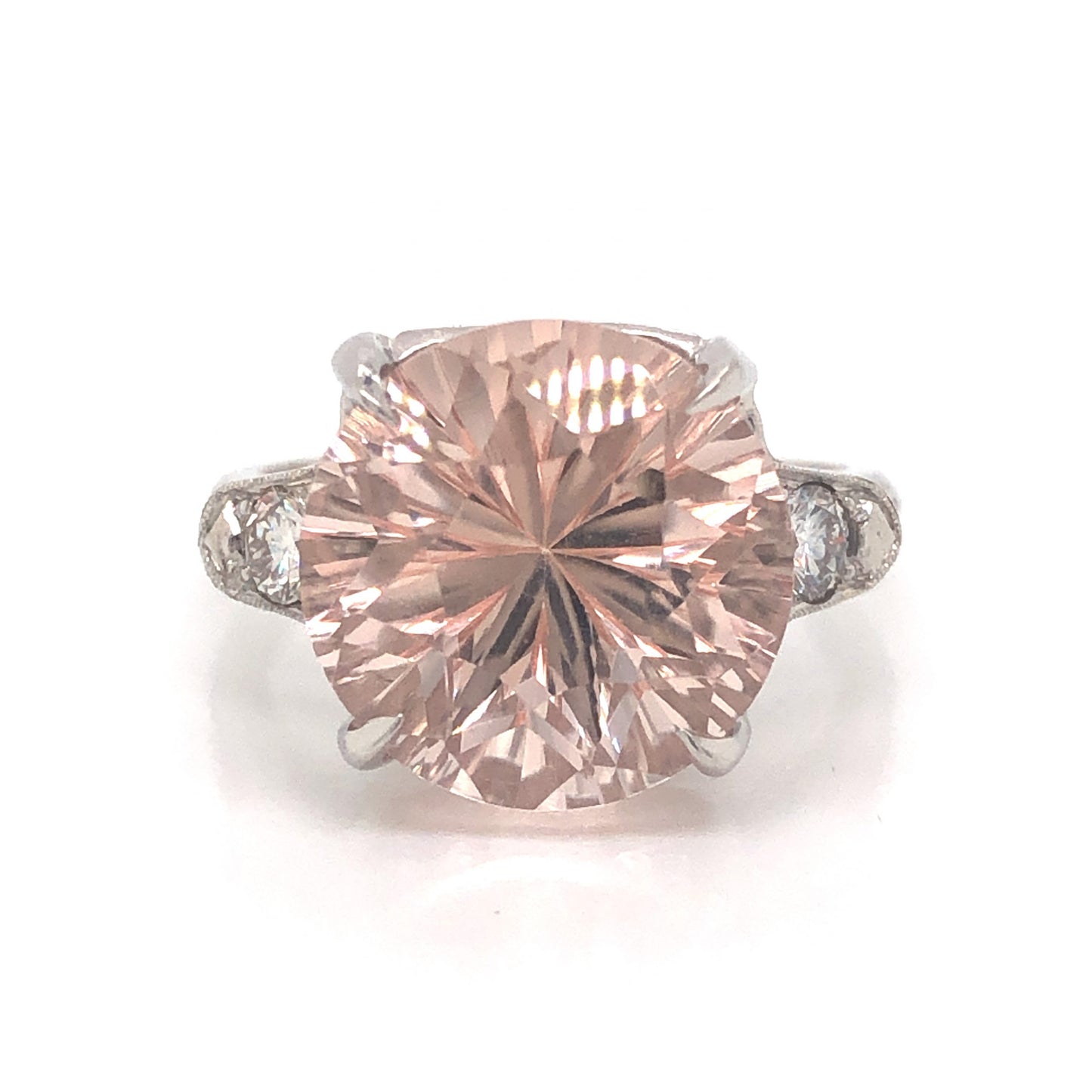 6.92 Mid-Century Morganite Engagement Ring in Platinum