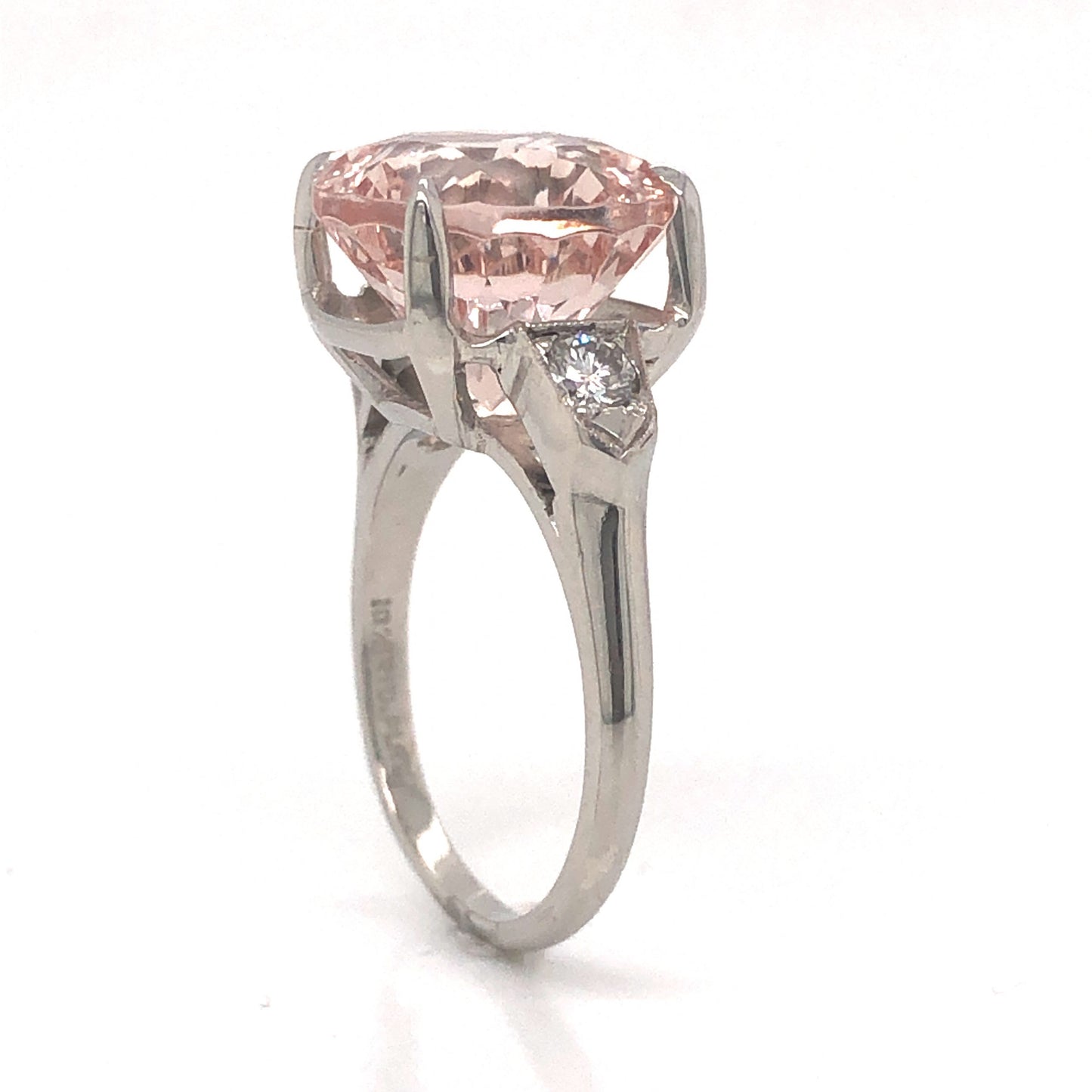 6.92 Mid-Century Morganite Engagement Ring in Platinum