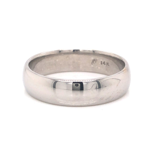 Men's 5.5mm Half Round Wedding Band in 14K White Gold