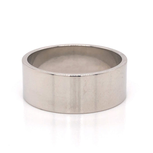 Men's 8mm Flat Edge Wedding Band in 14K White Gold