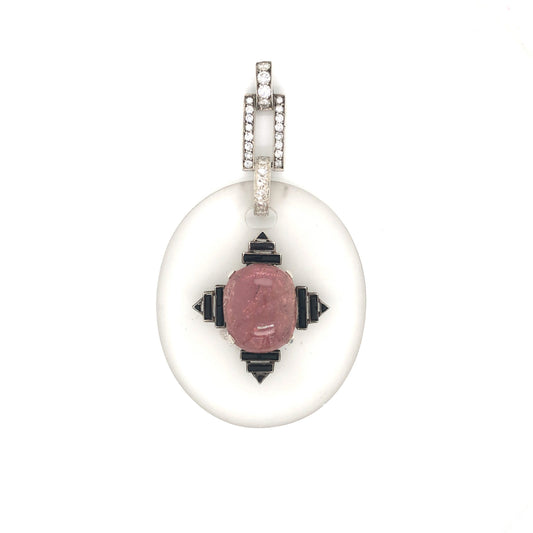 Pink Tourmaline Pendant w/ Diamonds in Sterling Silver