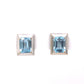 Emerald Cut Aquamarine Stud Earrings in 14k White Gold