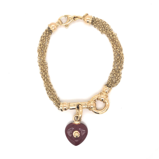 Heart Charm Multi-Chain Bracelet in 18k Yellow Gold