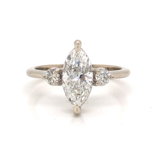 1.30 Marquise Diamond Engagement Ring in 14k White Gold