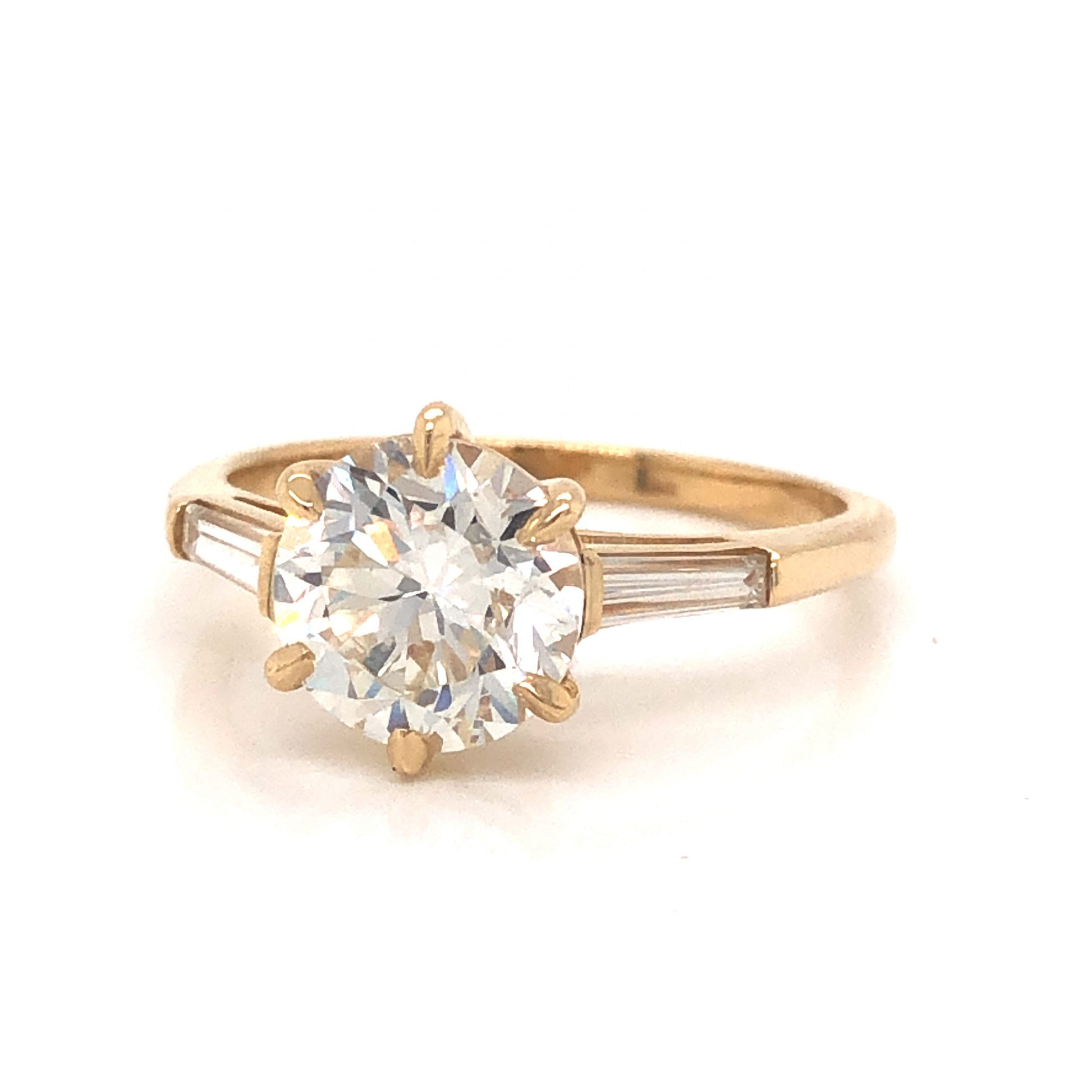 1.86 Old European Cut Diamond Engagement Ring in 14k Yellow Gold
