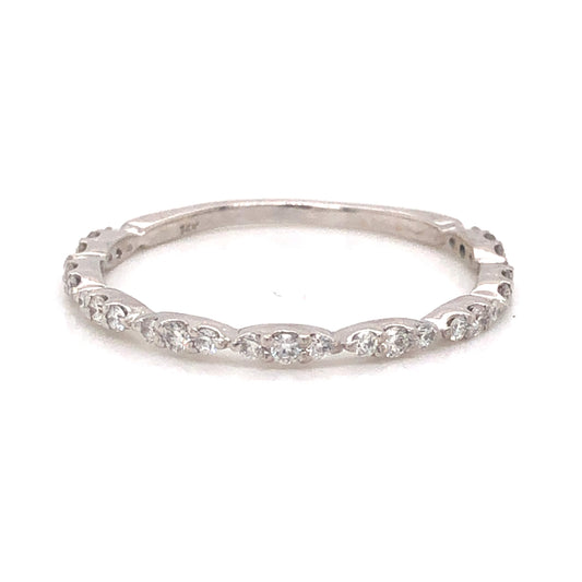 .24 Segmented Pave Diamond Wedding Band in 14k White Gold