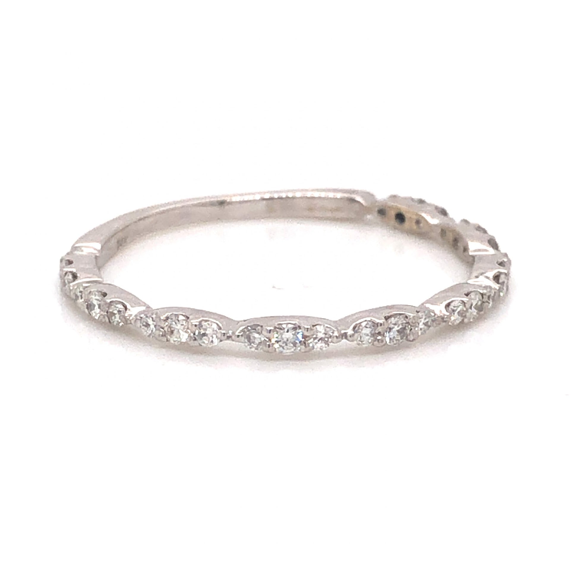 .24 Segmented Pave Diamond Wedding Band in 14k White Gold