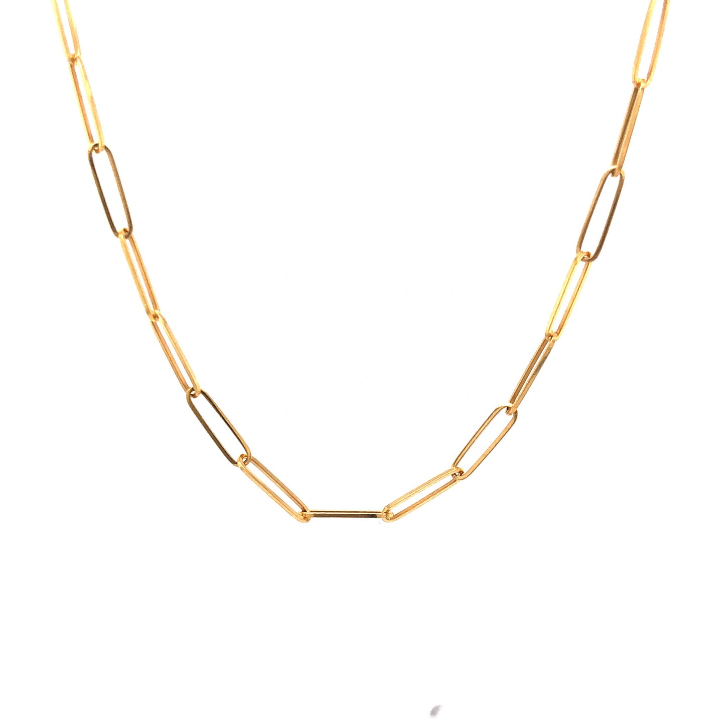18 Inch Paperclip Chain Necklace in 14k Yellow Gold
