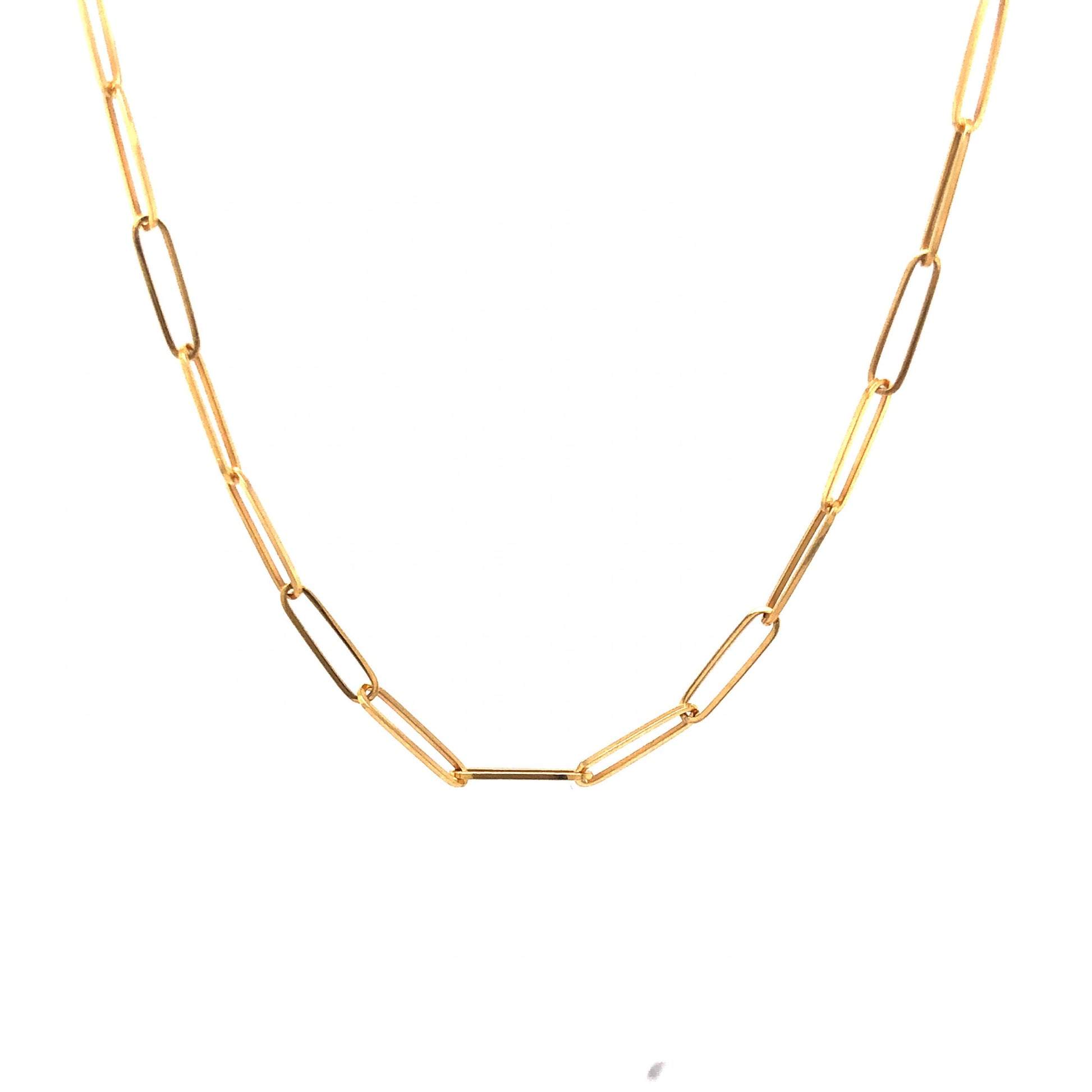 18 Inch Paperclip Chain Necklace in 14k Yellow GoldComposition: 14 Karat Yellow Gold Total Gram Weight: 3.8 g Inscription: 14k
      