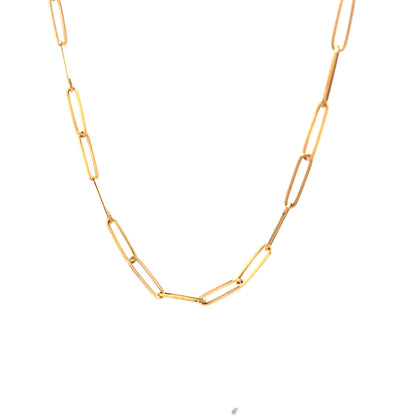 18 Inch Paperclip Chain Necklace in 14k Yellow Gold